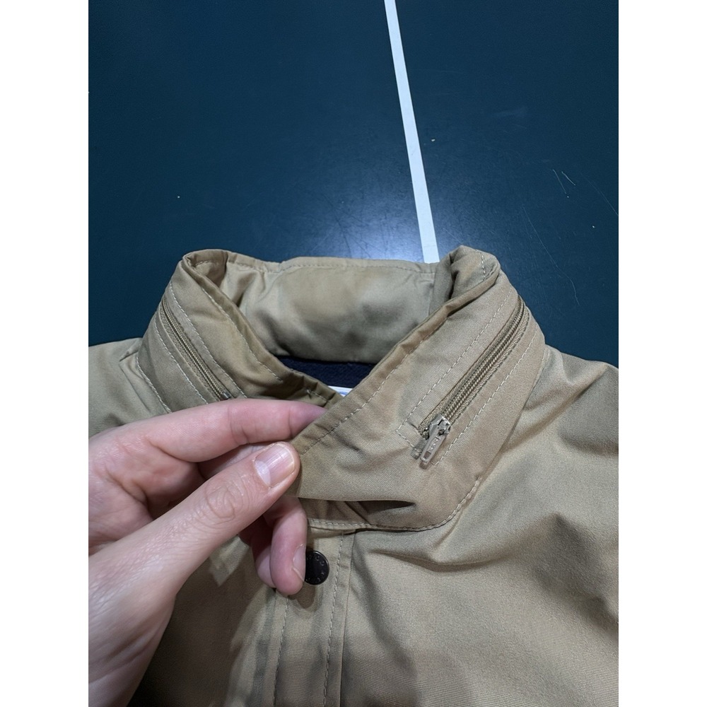 Vintage 70s Izod Lacoste Bomber Jacket Mens XL Beige Fleece Lined Packable Hood - Picture 8 of 16